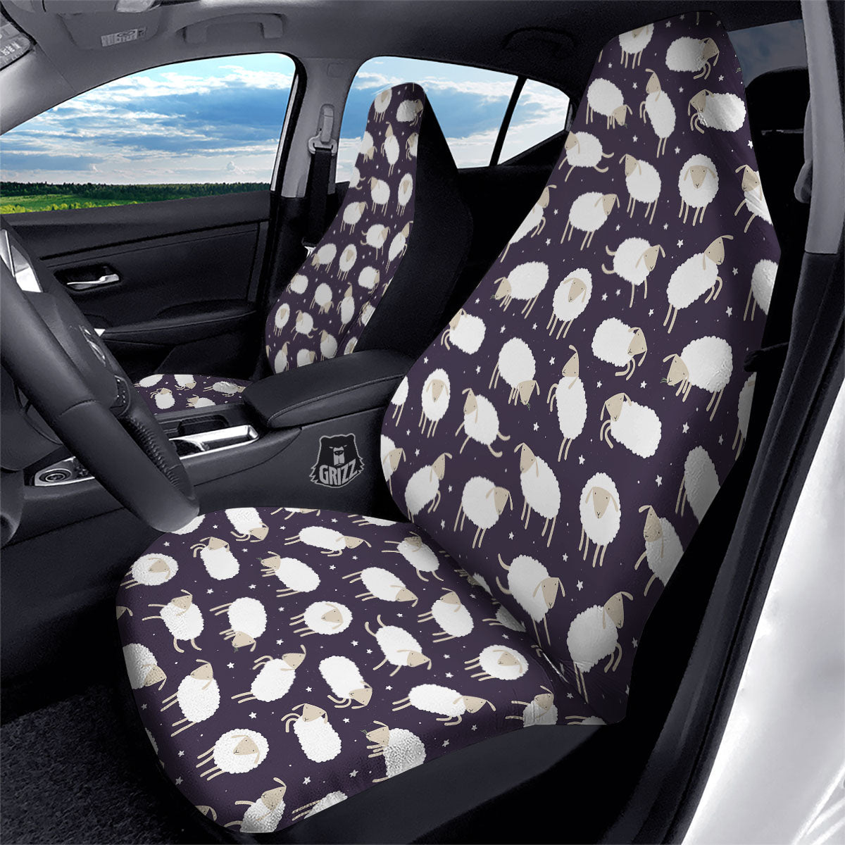 Sheep Print Pattern Car Seat Covers-grizzshop