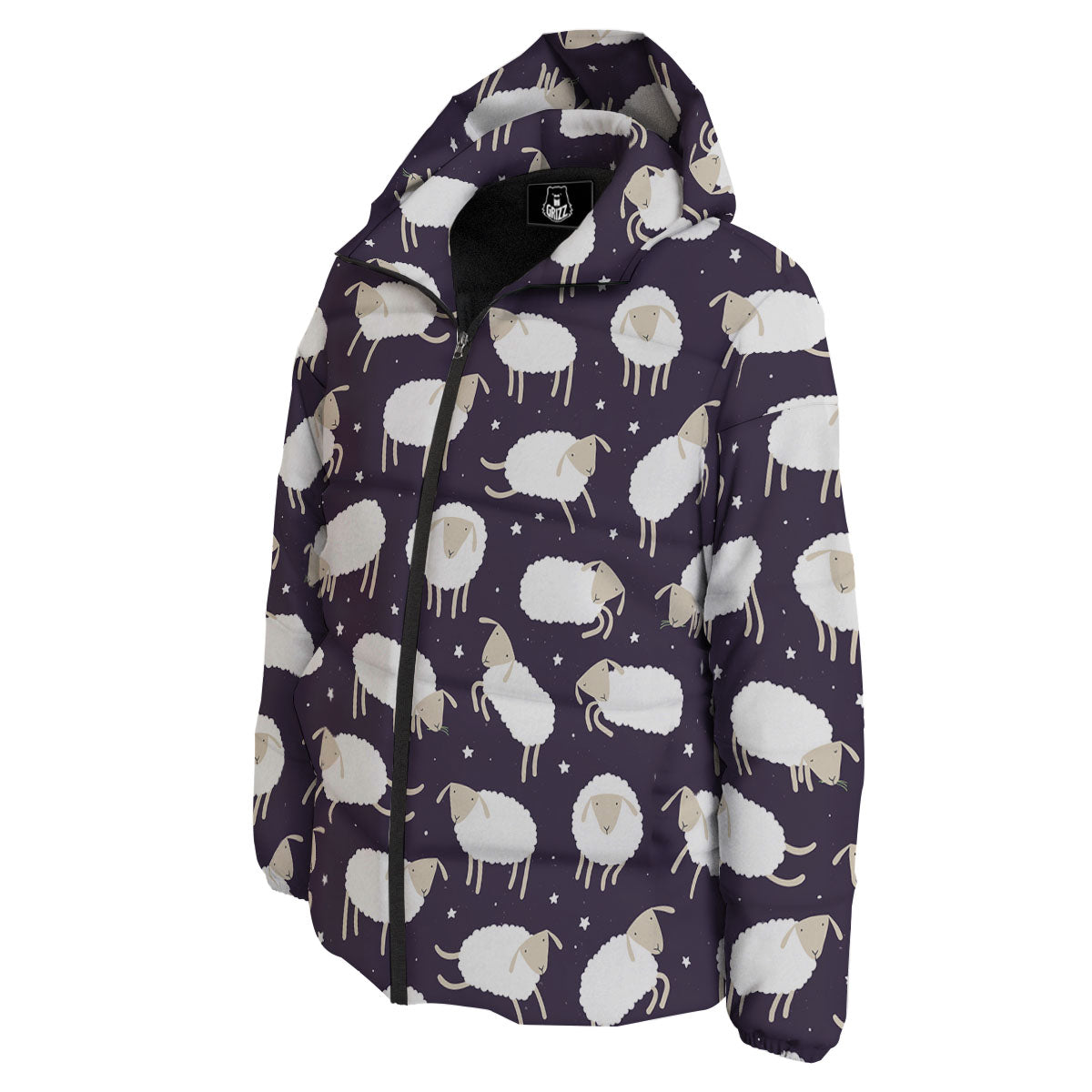 Sheep Print Pattern Down Jacket-grizzshop