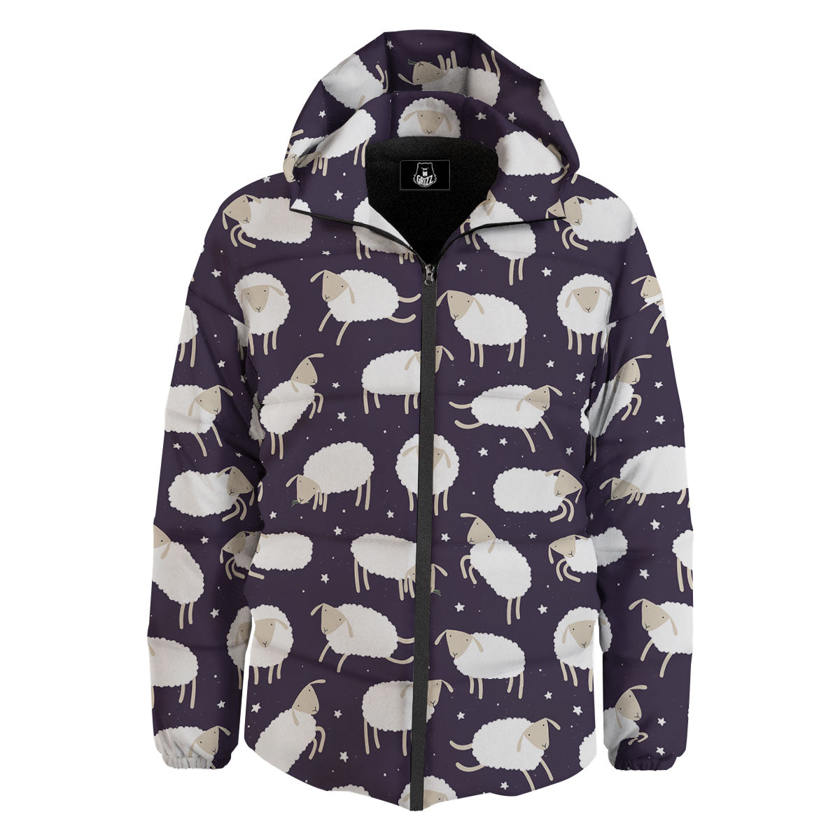 Sheep Print Pattern Down Jacket-grizzshop