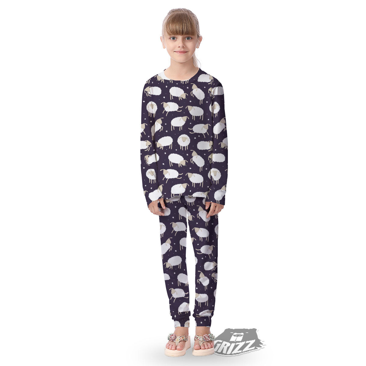 Sheep Print Pattern Kid's Pajamas-grizzshop