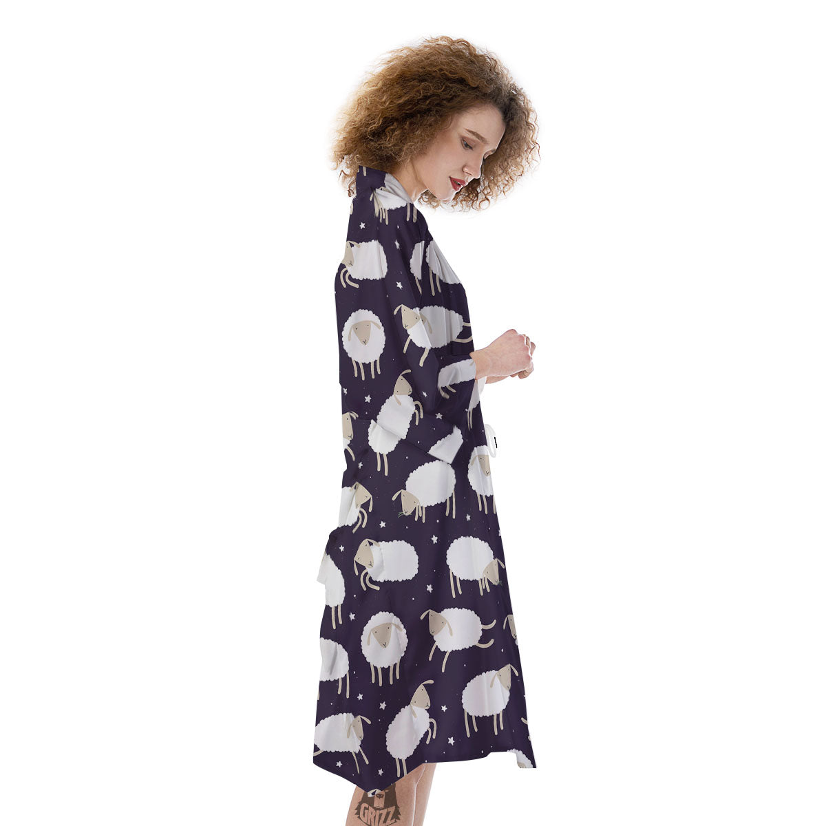 Sheep Print Pattern Kimono-grizzshop