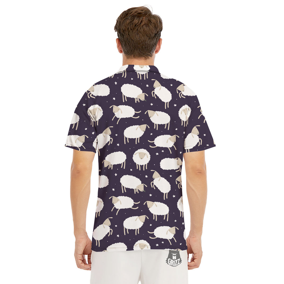 Sheep Print Pattern Men's Golf Shirts-grizzshop