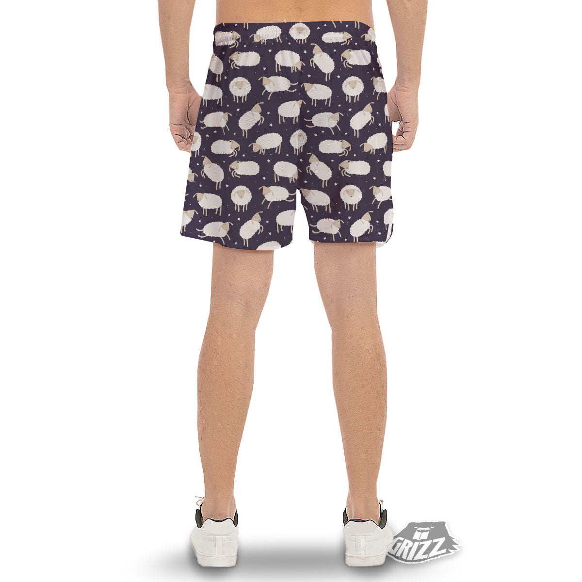 Sheep Print Pattern Men's Gym Shorts-grizzshop