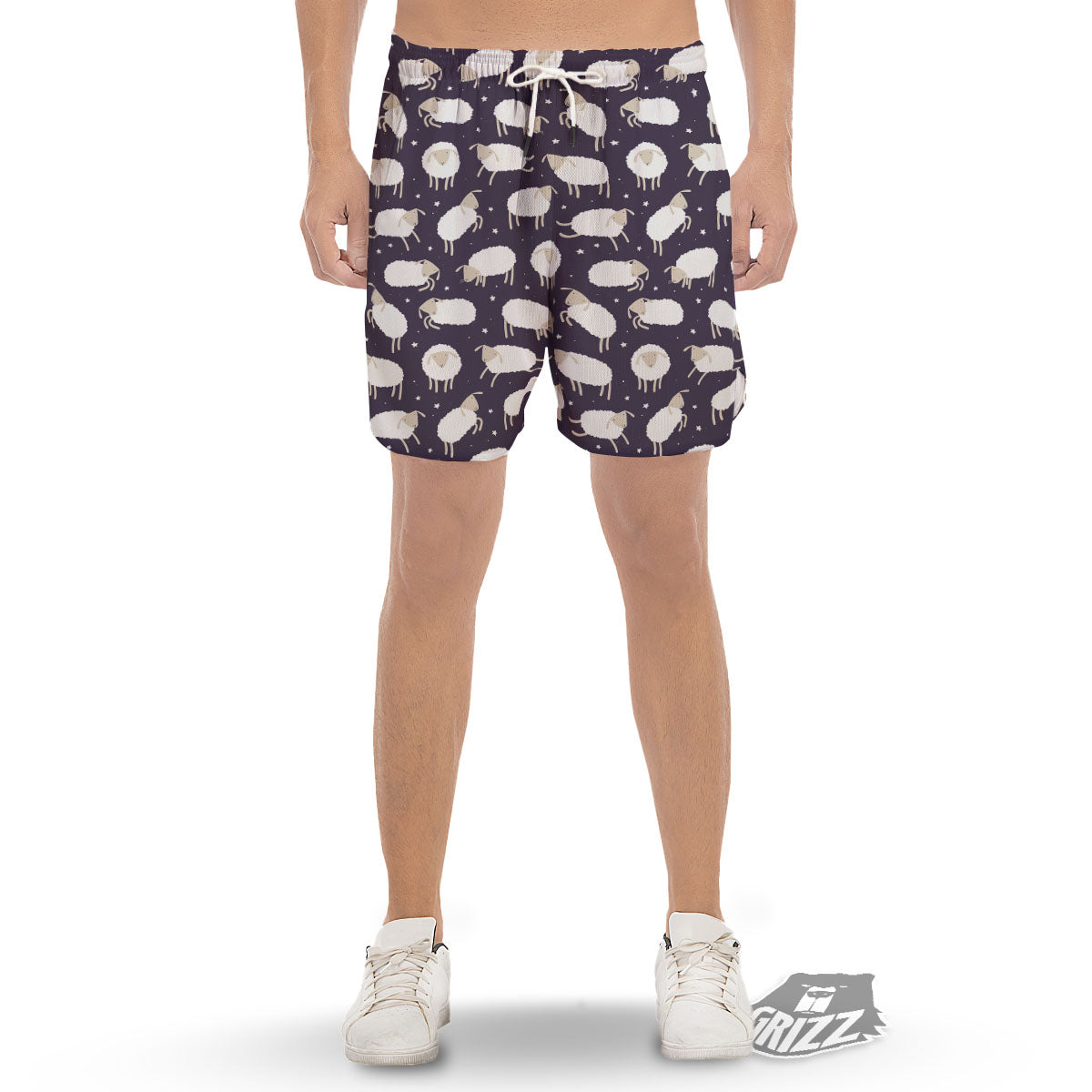 Sheep Print Pattern Men's Gym Shorts-grizzshop