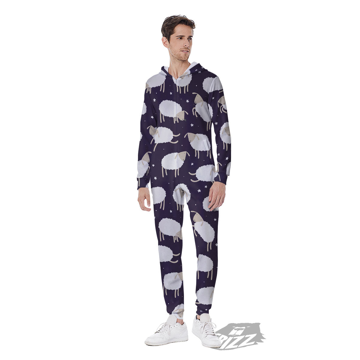 Sheep Print Pattern Men's Jumpsuit-grizzshop