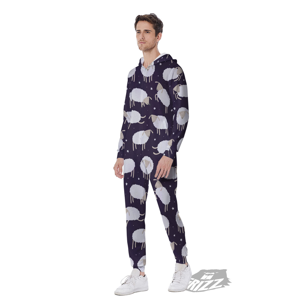 Sheep Print Pattern Men's Jumpsuit-grizzshop
