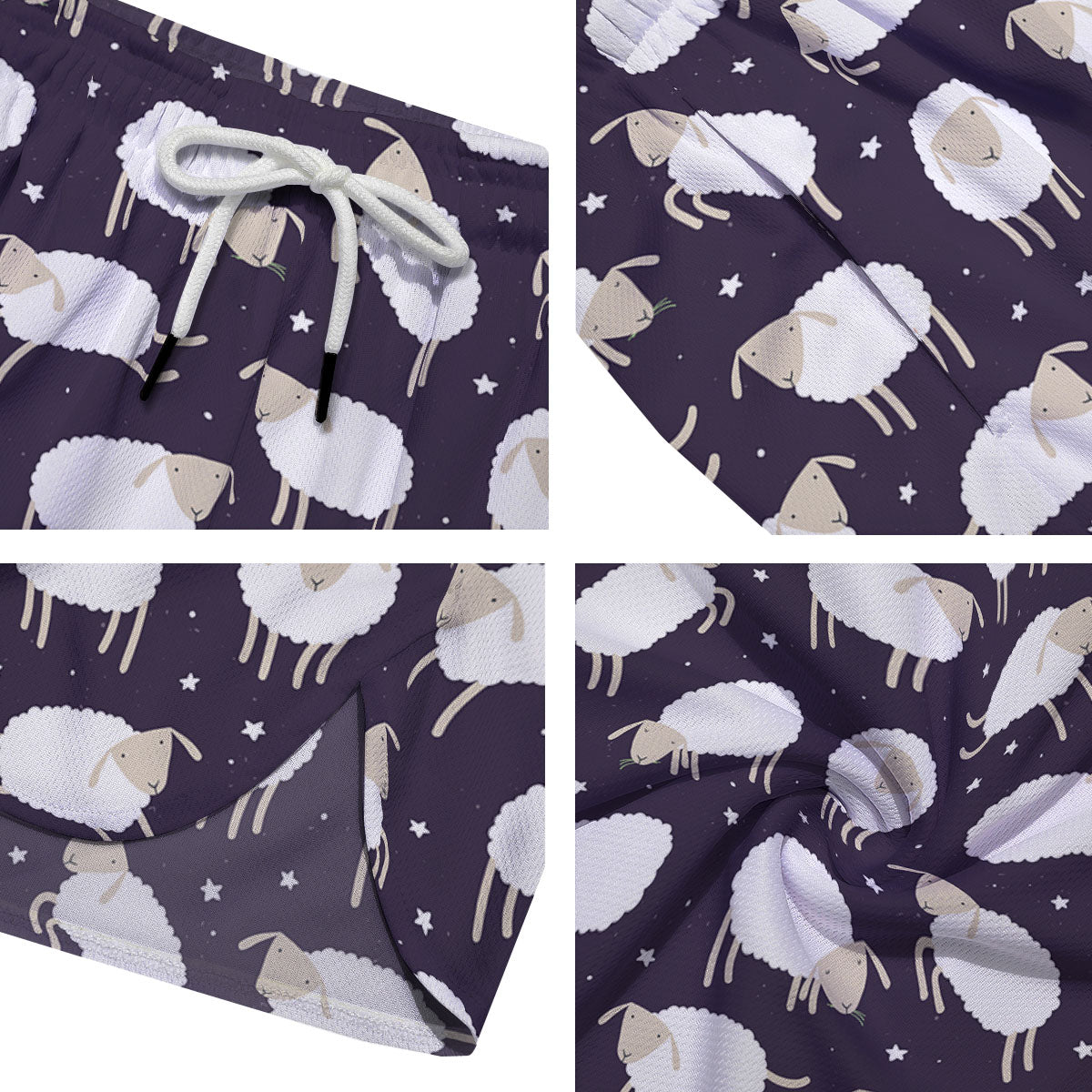 Sheep Print Pattern Men's Running Shorts-grizzshop