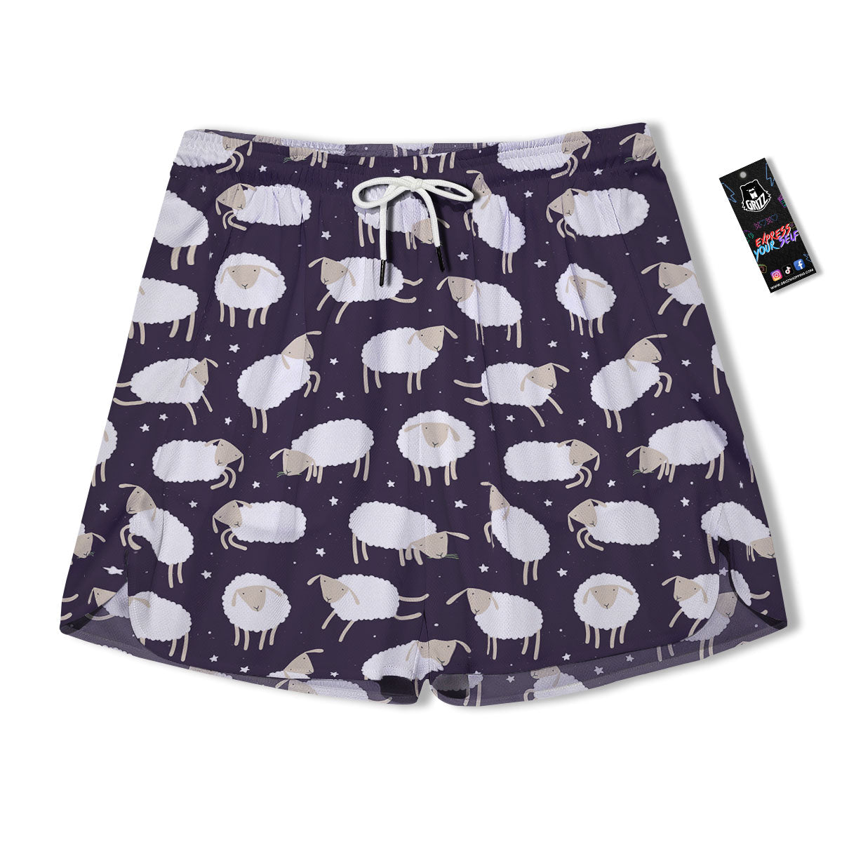 Sheep Print Pattern Men's Running Shorts-grizzshop