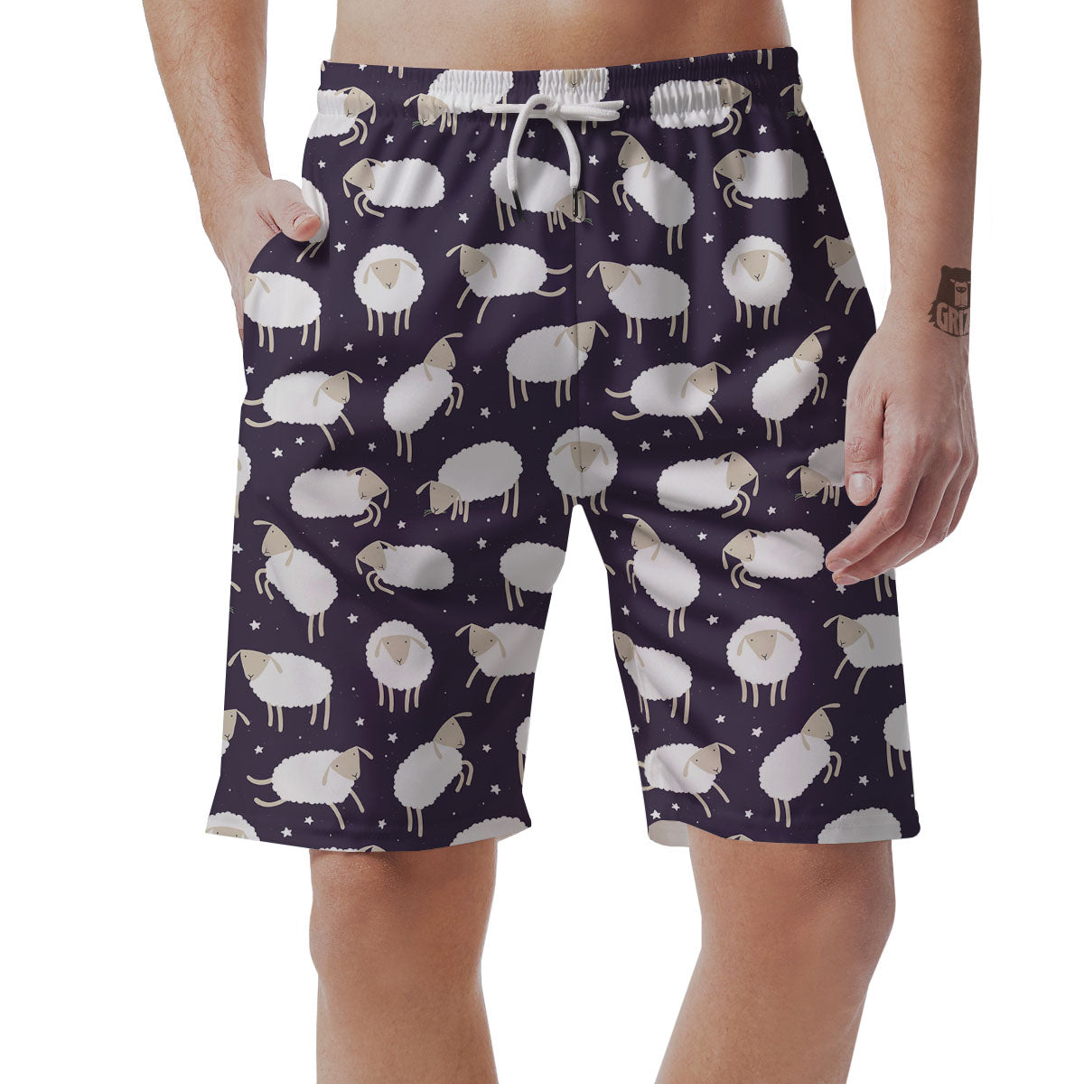 Sheep Print Pattern Men's Shorts-grizzshop