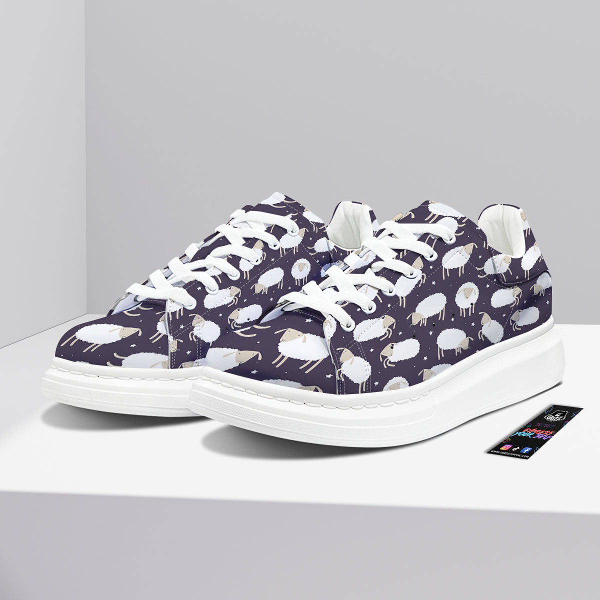 Sheep Print Pattern Platform Shoes-grizzshop