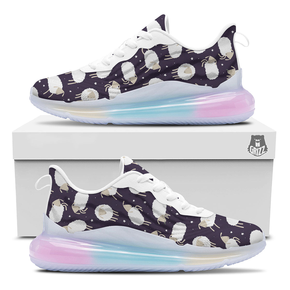 Sheep Print Pattern Running Sneakers-grizzshop