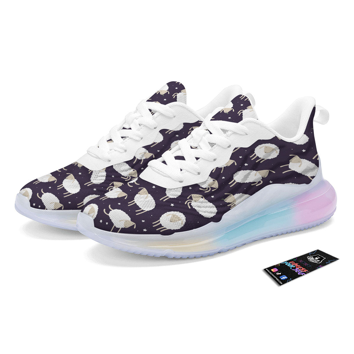 Sheep Print Pattern Running Sneakers-grizzshop