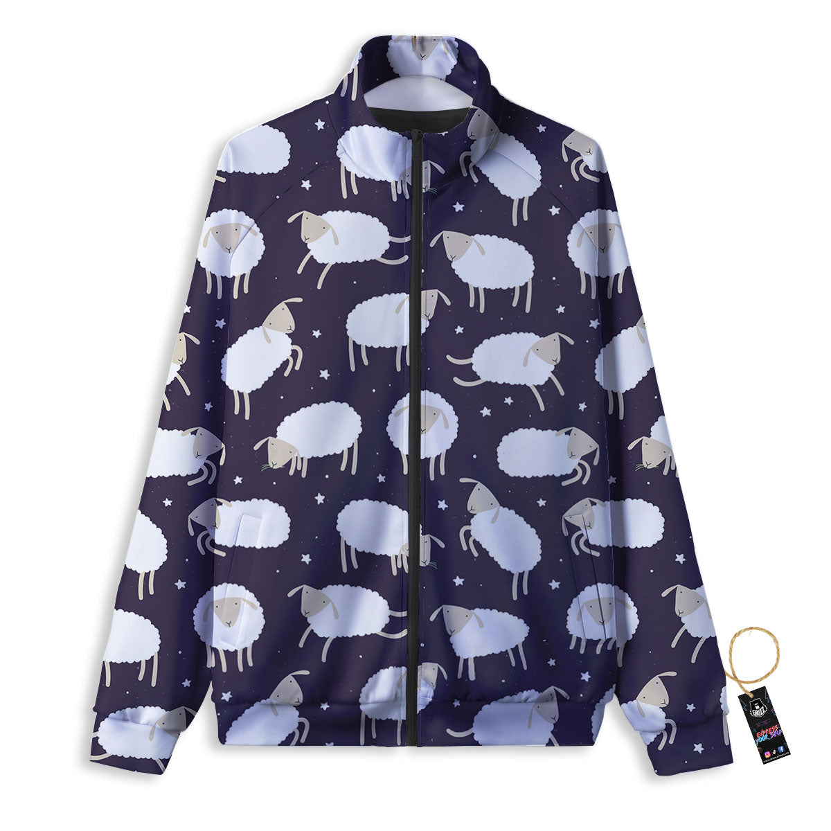 Sheep Print Pattern Track Jacket-grizzshop