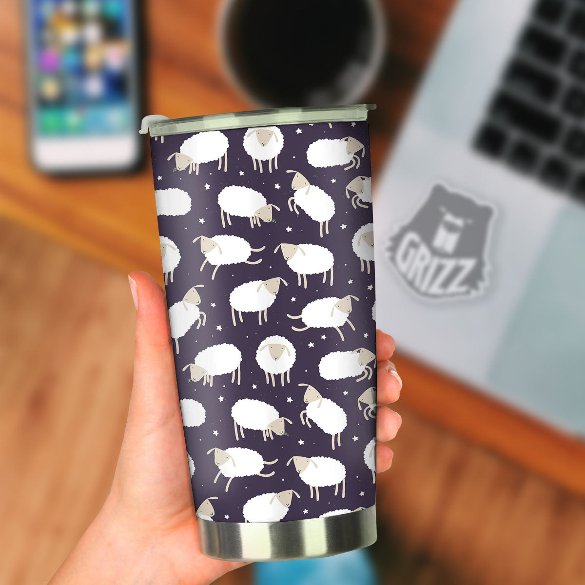Sheep Print Pattern Tumbler-grizzshop