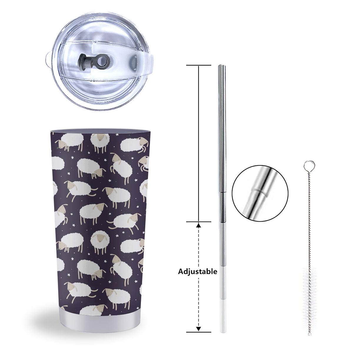 Sheep Print Pattern Tumbler-grizzshop