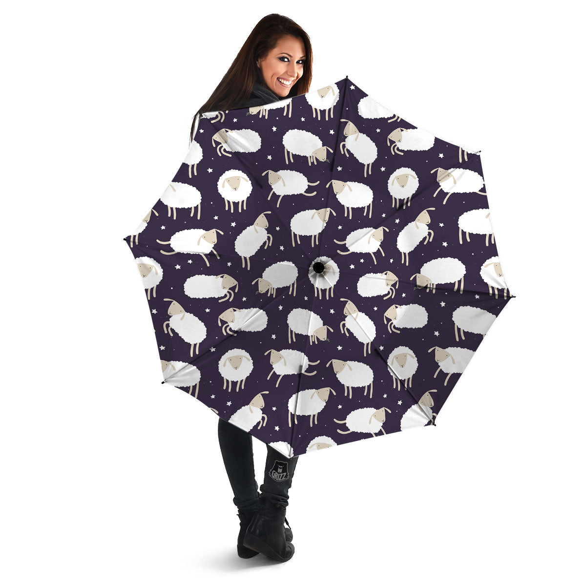 Sheep Print Pattern Umbrella-grizzshop