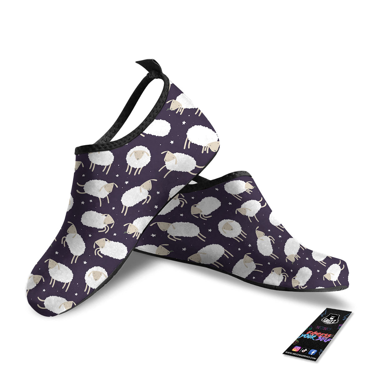 Sheep Print Pattern Water Shoes-grizzshop