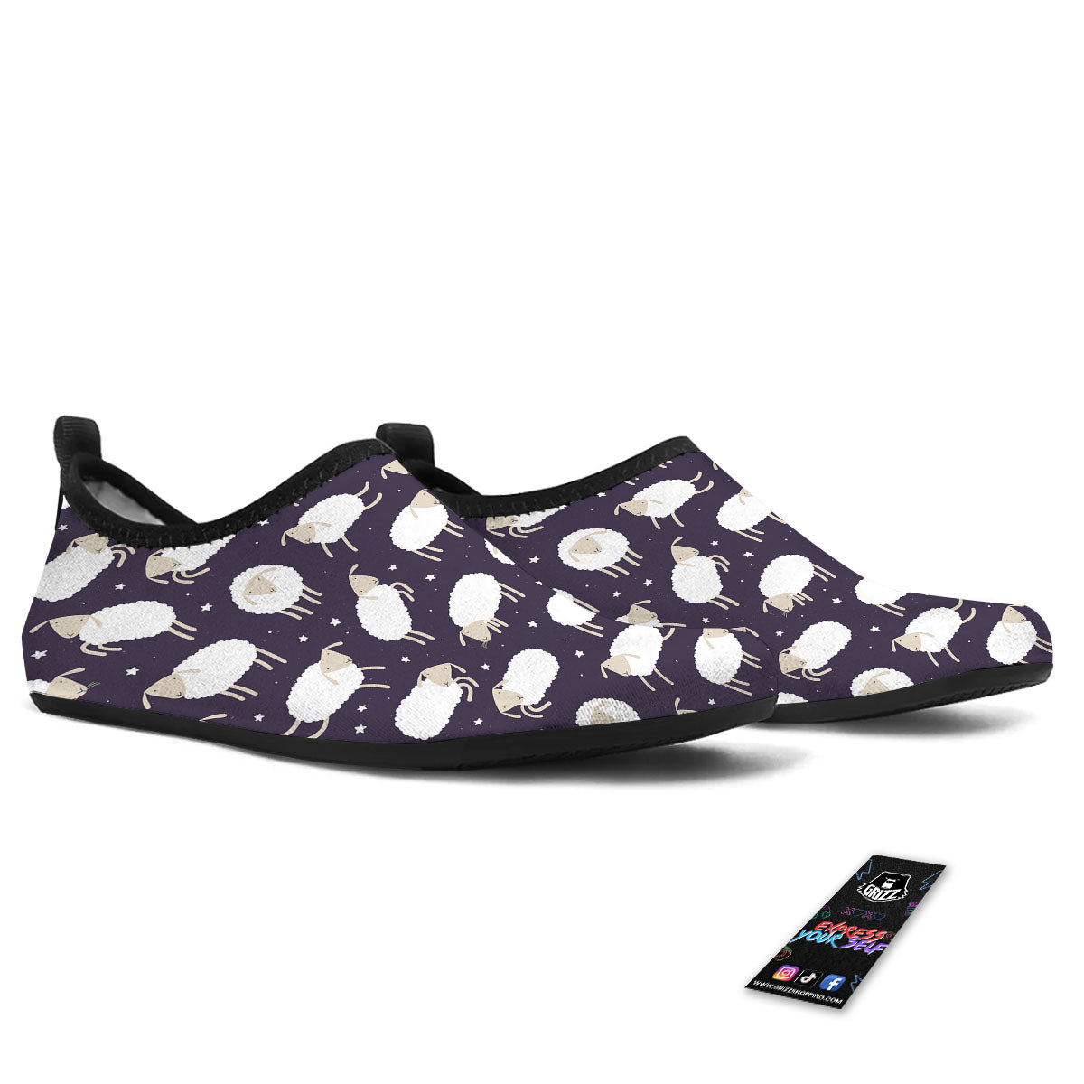 Sheep Print Pattern Water Shoes-grizzshop