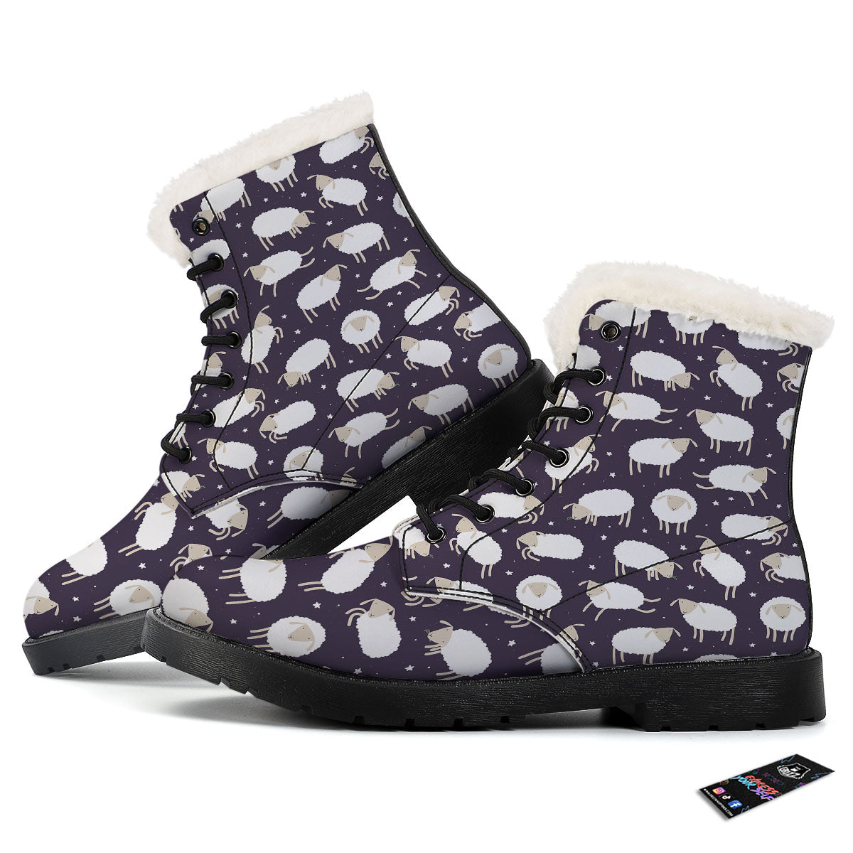 Sheep Print Pattern Winter Boots-grizzshop