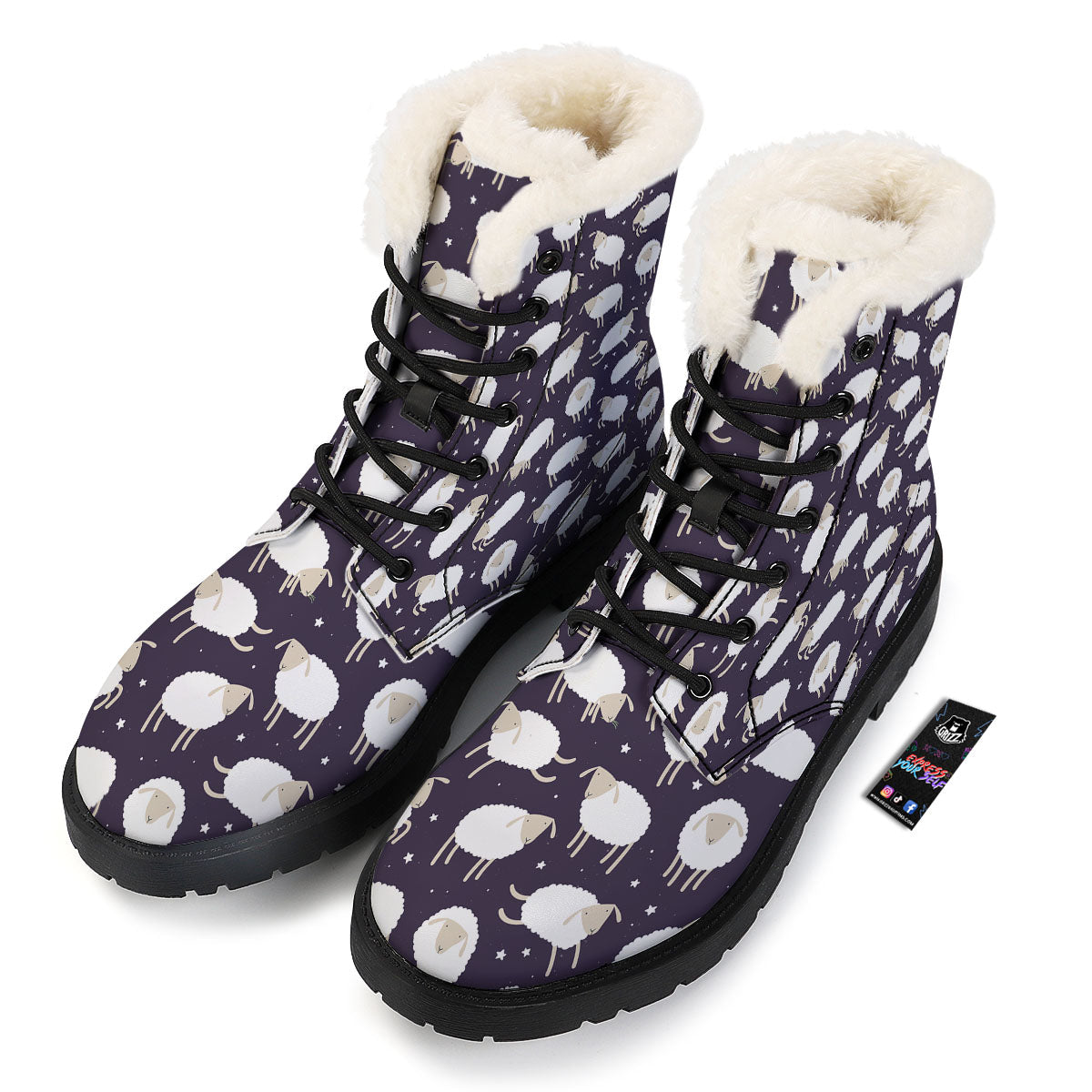 Sheep Print Pattern Winter Boots-grizzshop