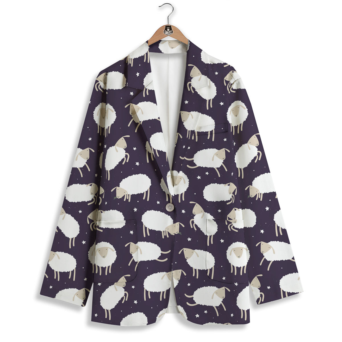Sheep Print Pattern Women's Blazer-grizzshop