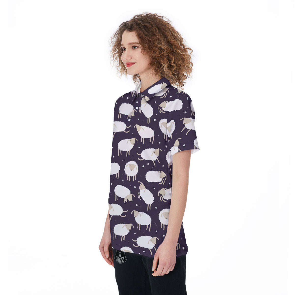 Sheep Print Pattern Women's Golf Shirts-grizzshop