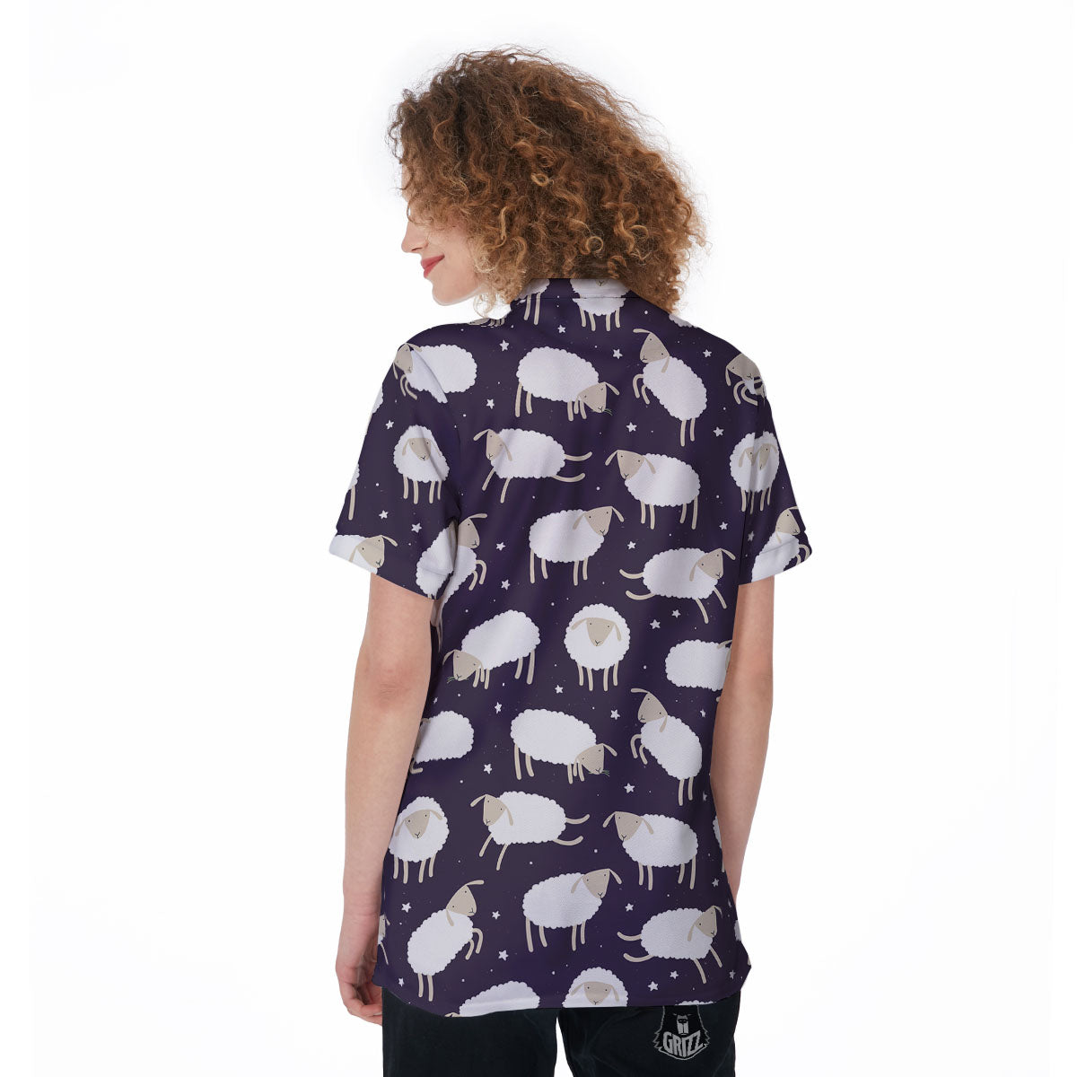 Sheep Print Pattern Women's Golf Shirts-grizzshop