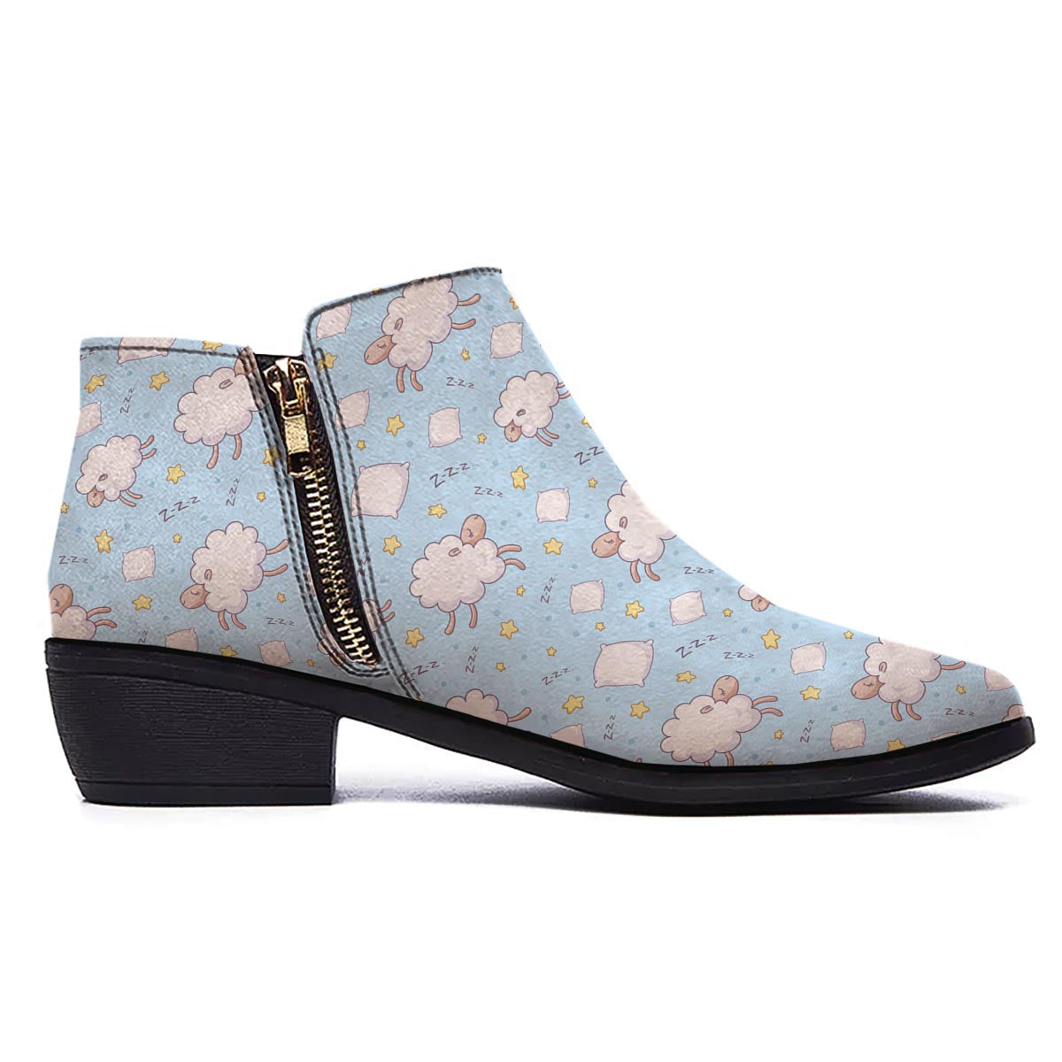 Sheep Sleeping Print Pattern Ankle Boots-grizzshop