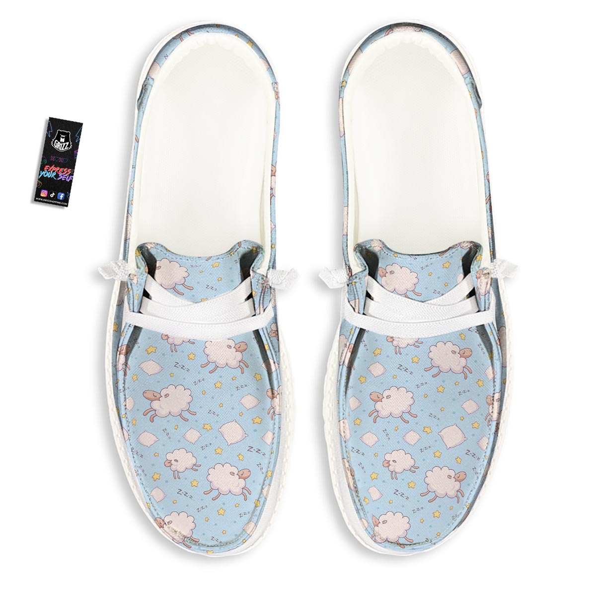 Sheep Sleeping Print Pattern Black Loafers-grizzshop