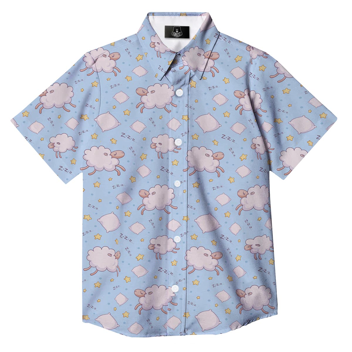 Sheep Sleeping Print Pattern Button Up Shirt-grizzshop