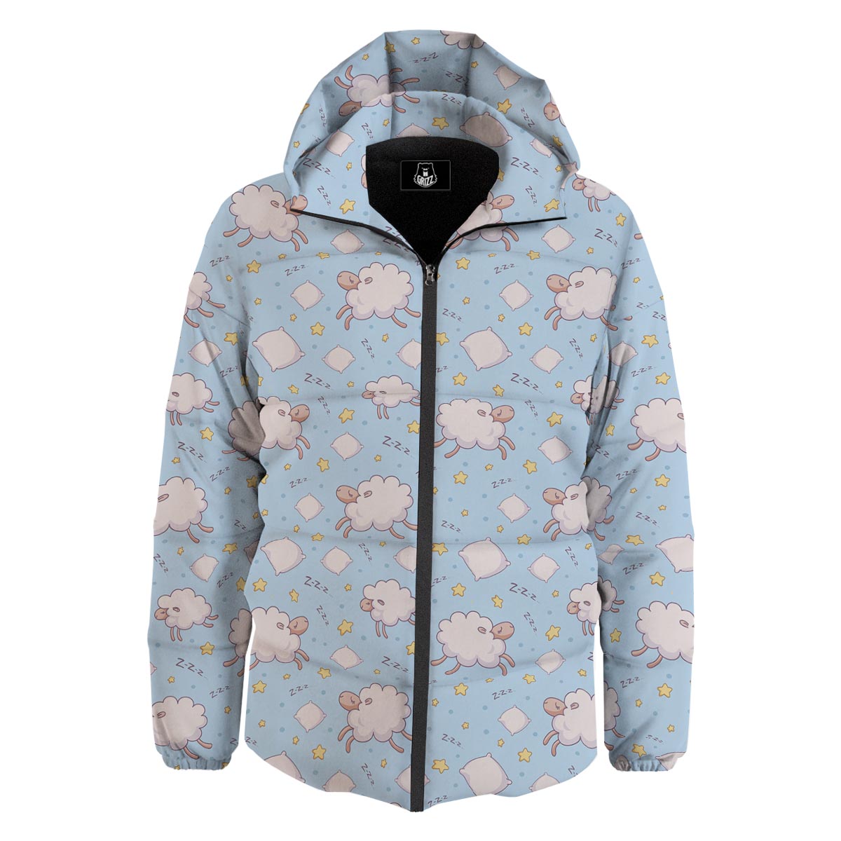 Sheep Sleeping Print Pattern Down Jacket-grizzshop
