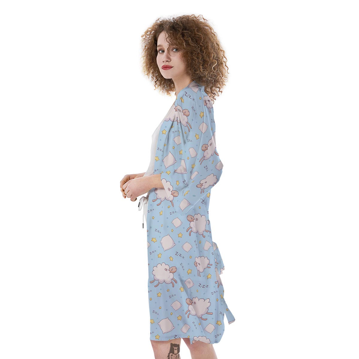 Sheep Sleeping Print Pattern Kimono-grizzshop