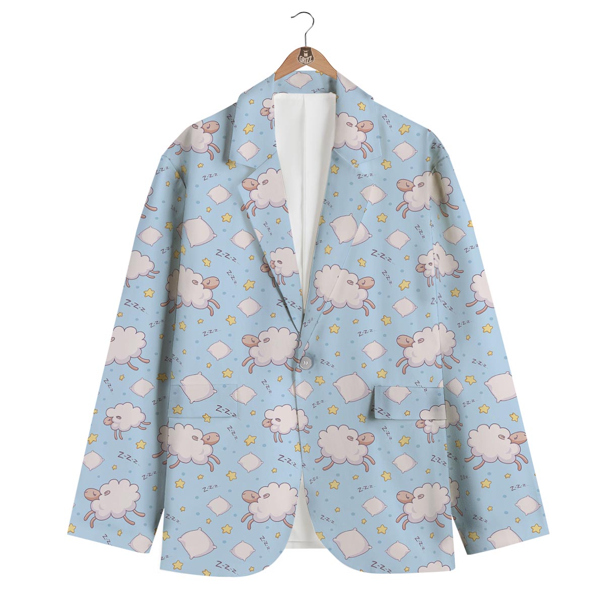 Sheep Sleeping Print Pattern Men's Blazer-grizzshop