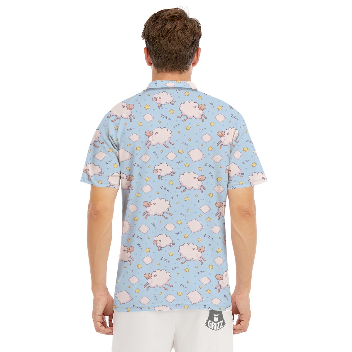Sheep Sleeping Print Pattern Men's Golf Shirts-grizzshop