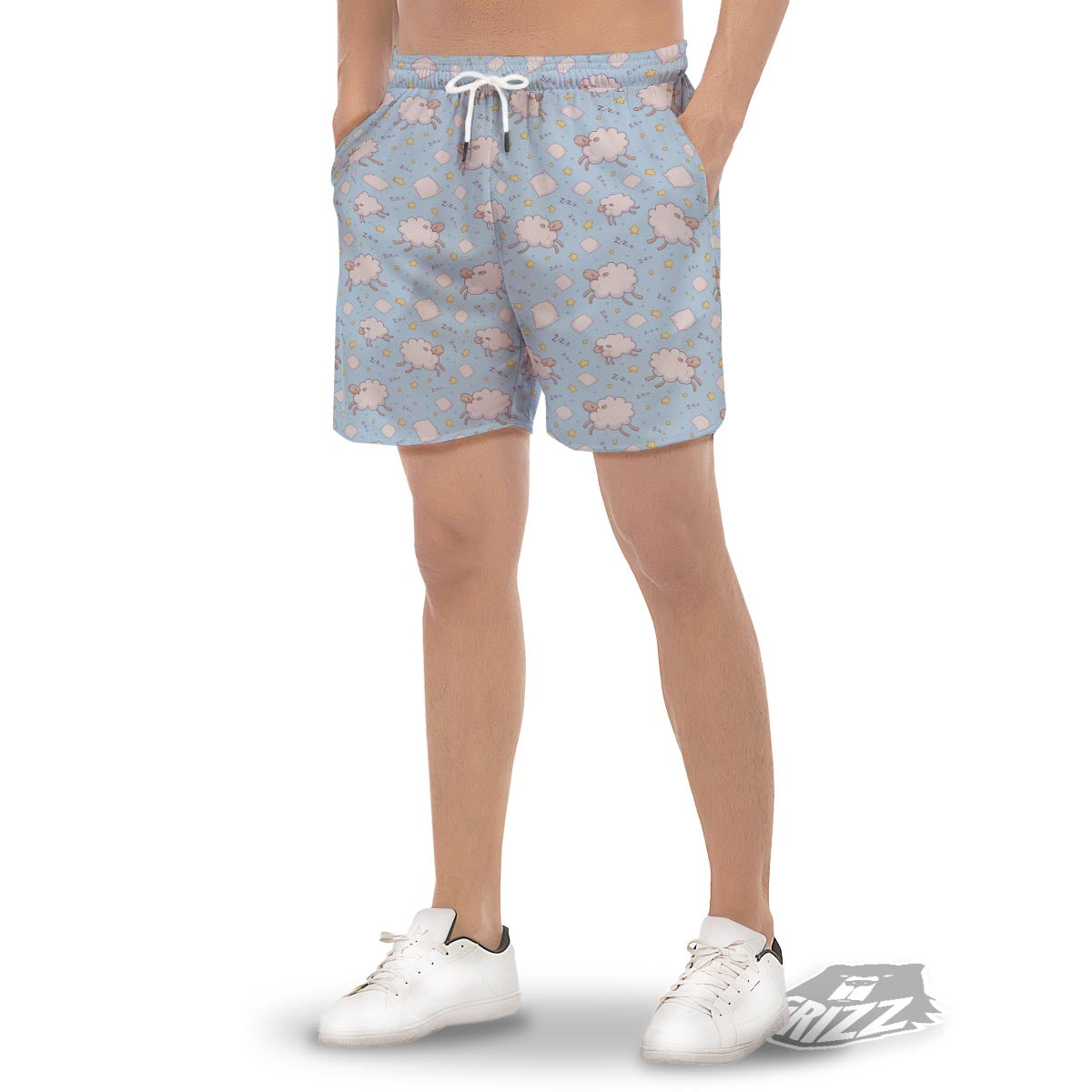 Sheep Sleeping Print Pattern Men's Gym Shorts-grizzshop