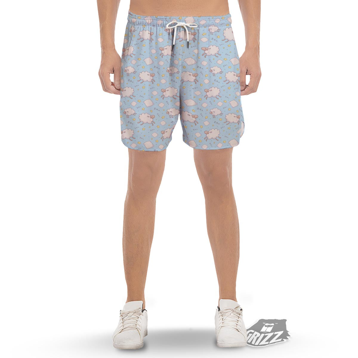 Sheep Sleeping Print Pattern Men's Gym Shorts-grizzshop