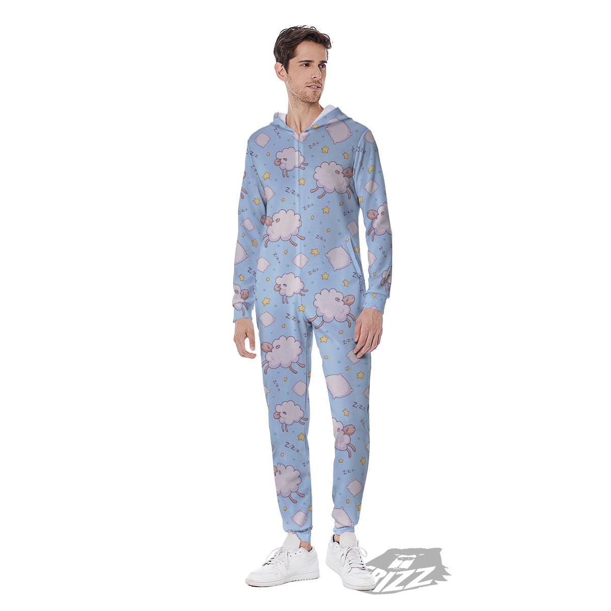 Sheep Sleeping Print Pattern Men's Jumpsuit-grizzshop