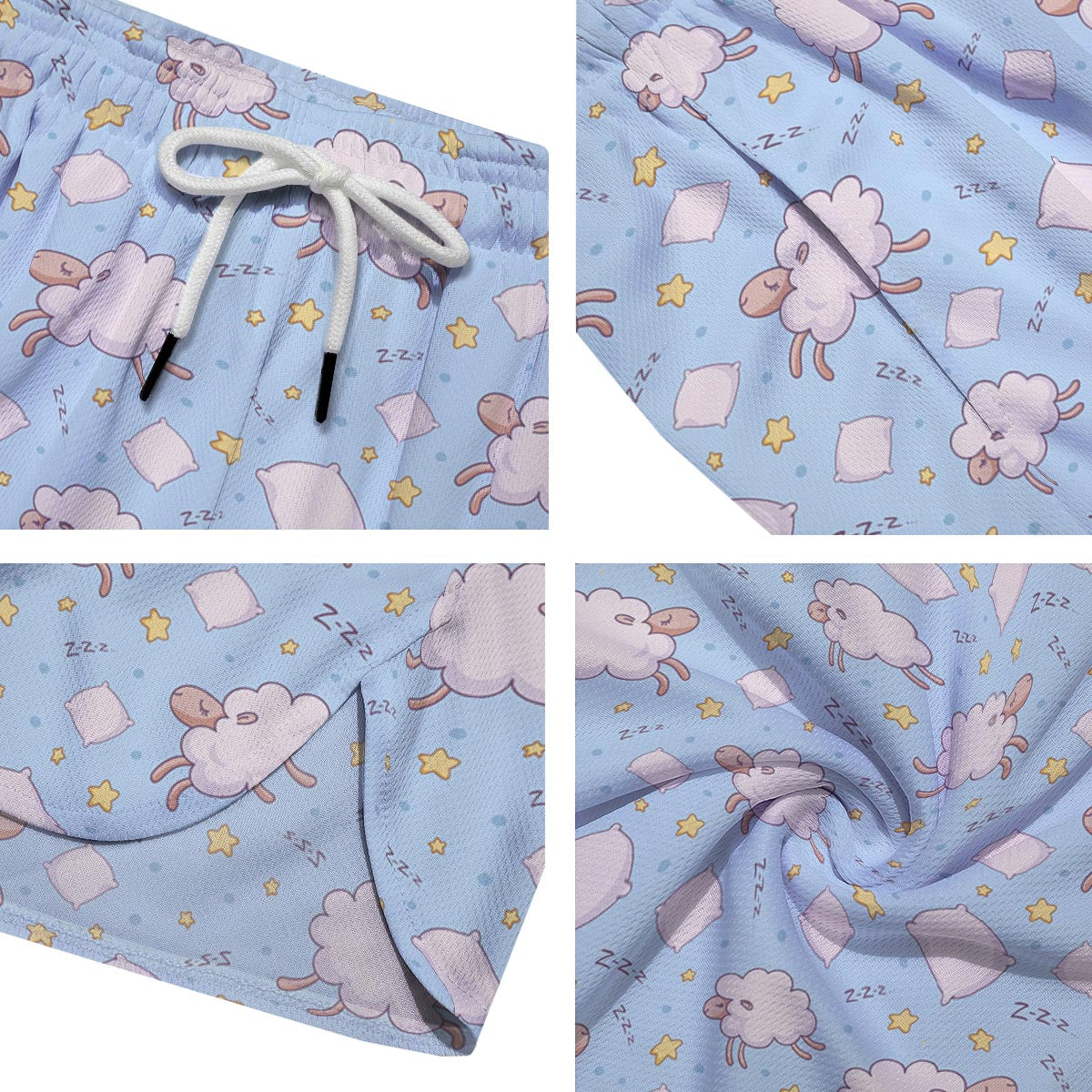 Sheep Sleeping Print Pattern Men's Running Shorts-grizzshop