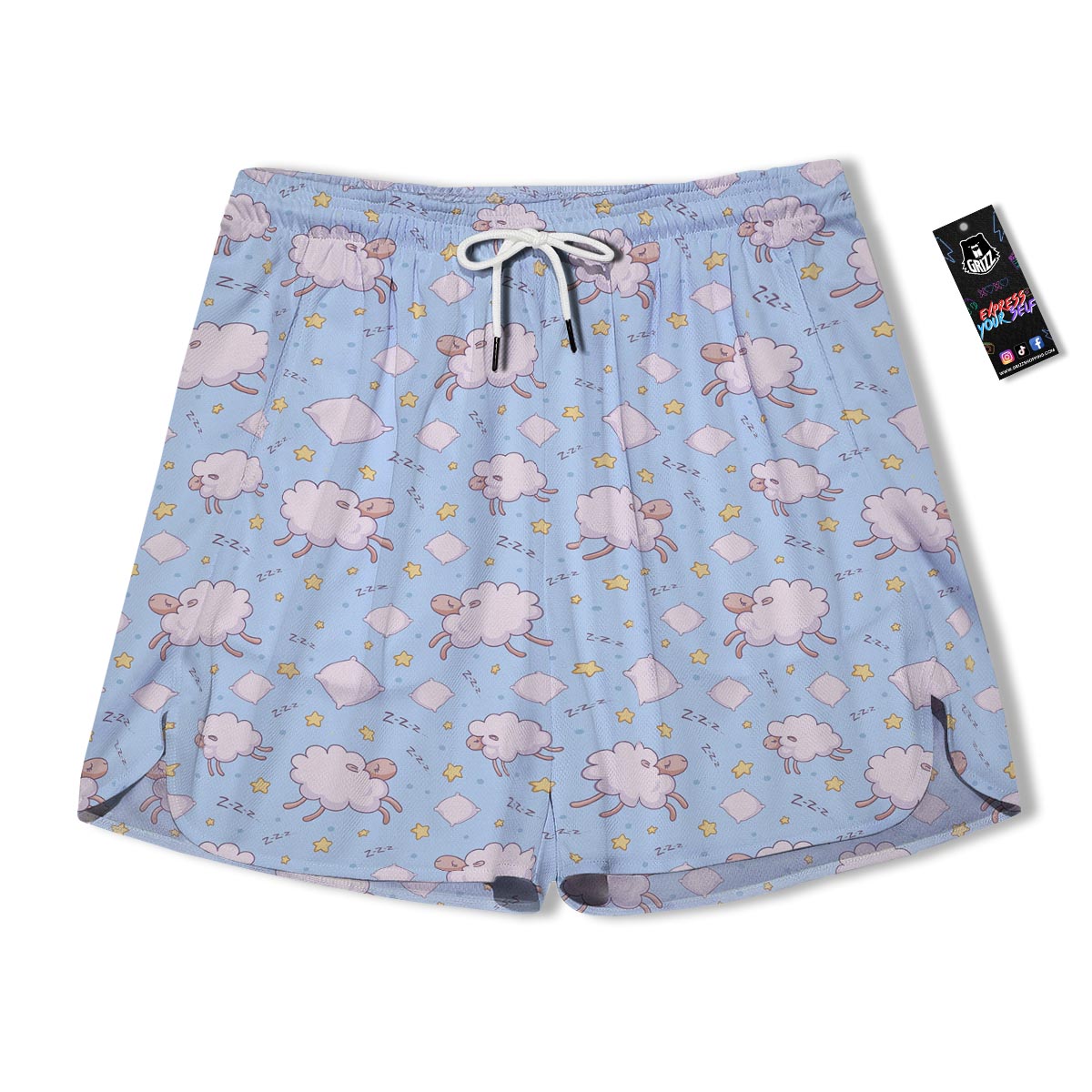 Sheep Sleeping Print Pattern Men's Running Shorts-grizzshop