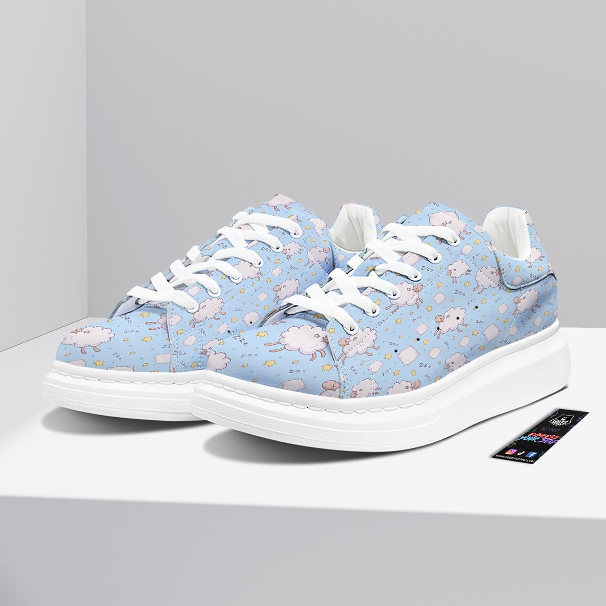 Sheep Sleeping Print Pattern Platform Shoes-grizzshop