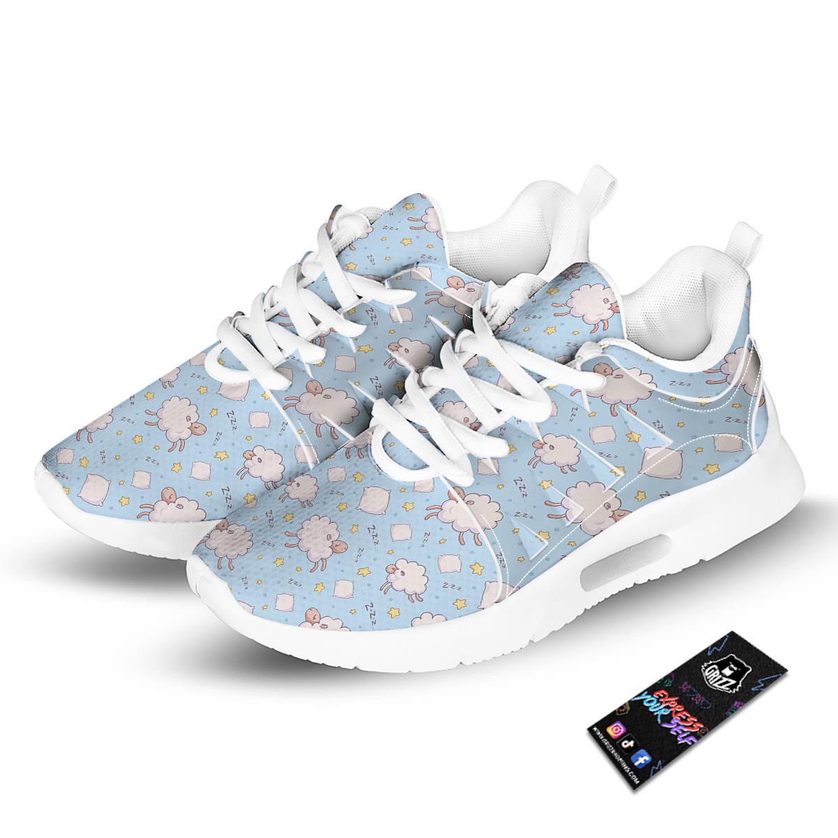 Sheep Sleeping Print Pattern Tennis Shoes-grizzshop