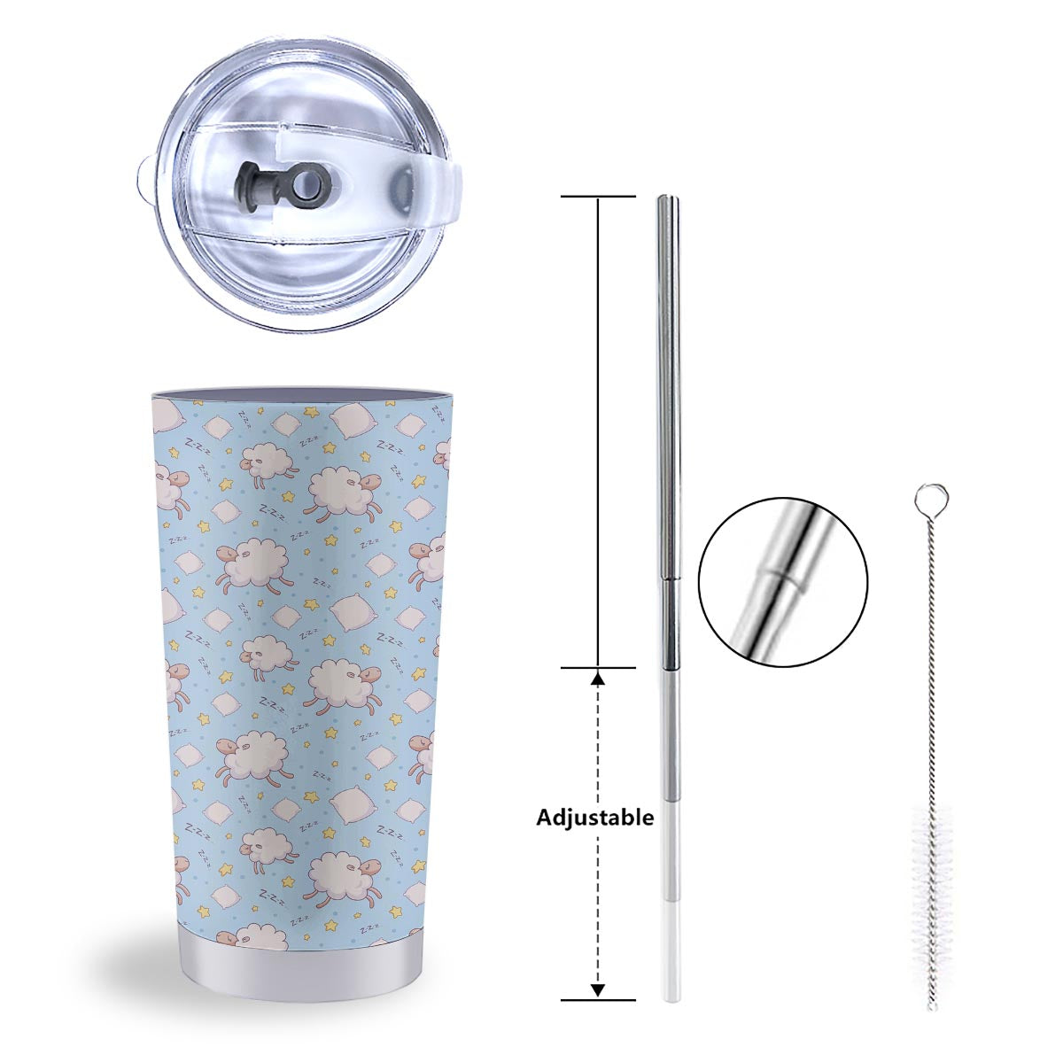 Sheep Sleeping Print Pattern Tumbler-grizzshop