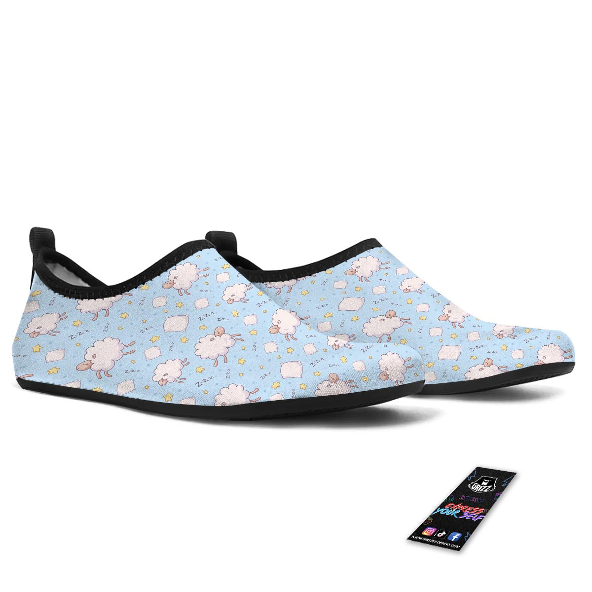 Sheep Sleeping Print Pattern Water Shoes-grizzshop