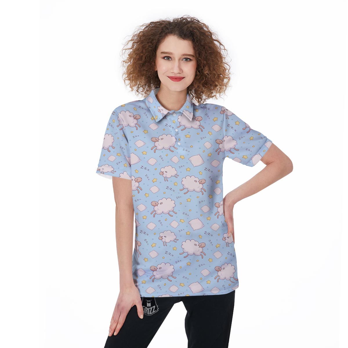 Sheep Sleeping Print Pattern Women's Golf Shirts-grizzshop