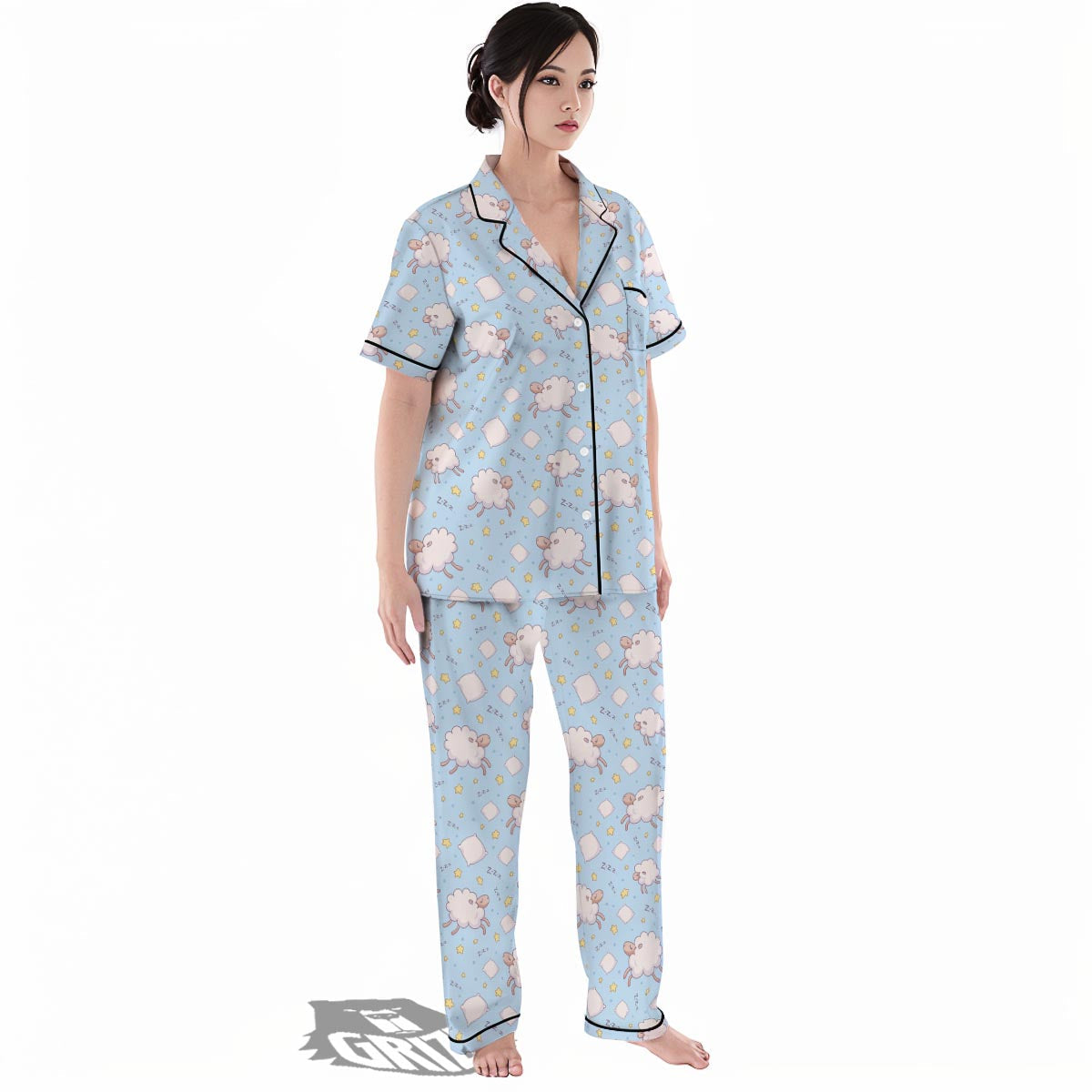 Sheep Sleeping Print Pattern Women's Pajamas Set-grizzshop
