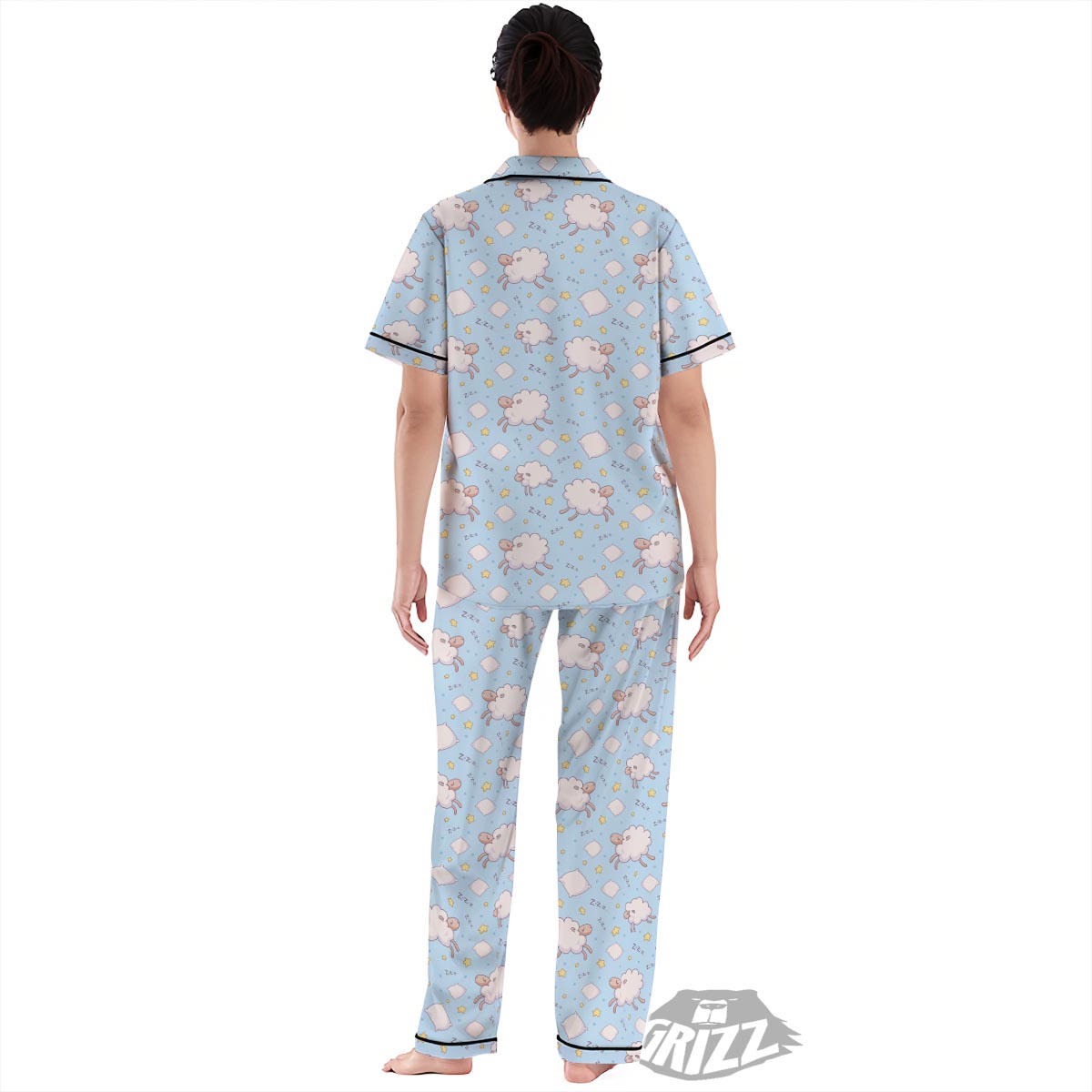 Sheep Sleeping Print Pattern Women's Pajamas Set-grizzshop
