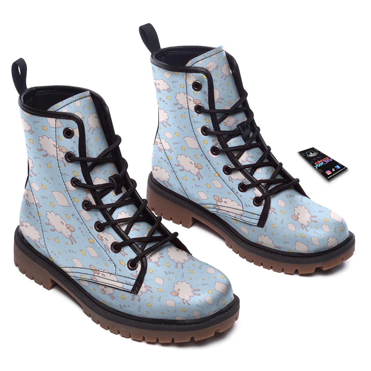 Sheep Sleeping Print Pattern Work Boots-grizzshop