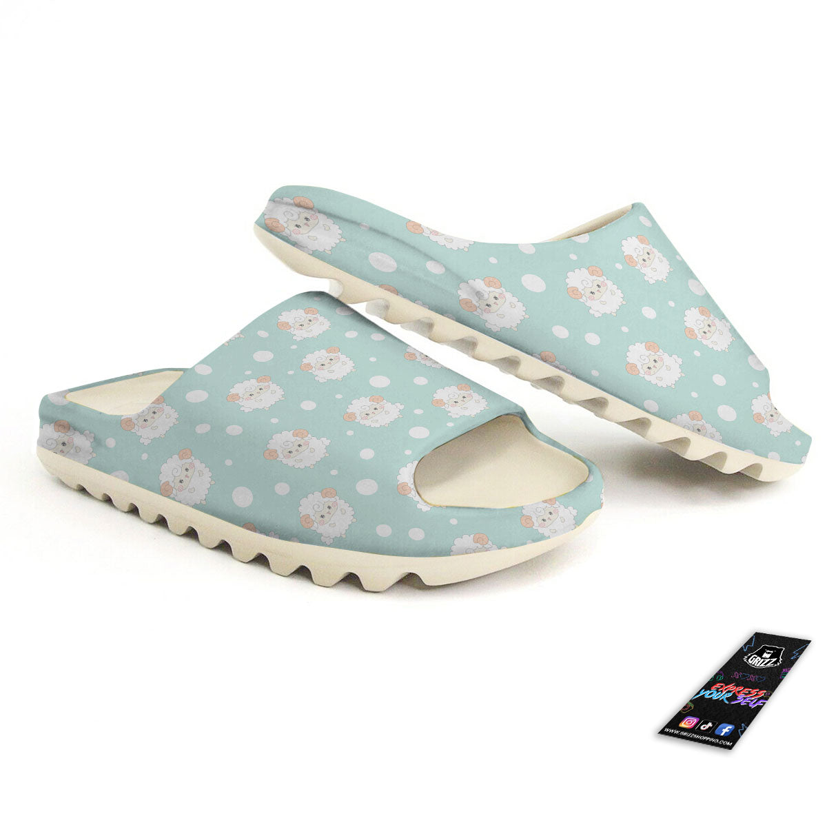 Sheep Kawaii Print Pattern Sandals-grizzshop