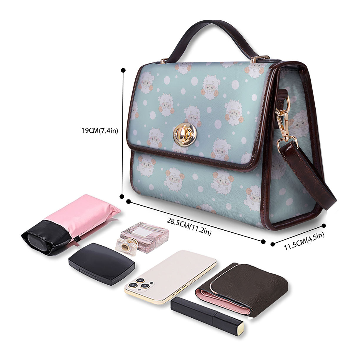 Sheep Kawaii Print Pattern Women's Satchel Bag