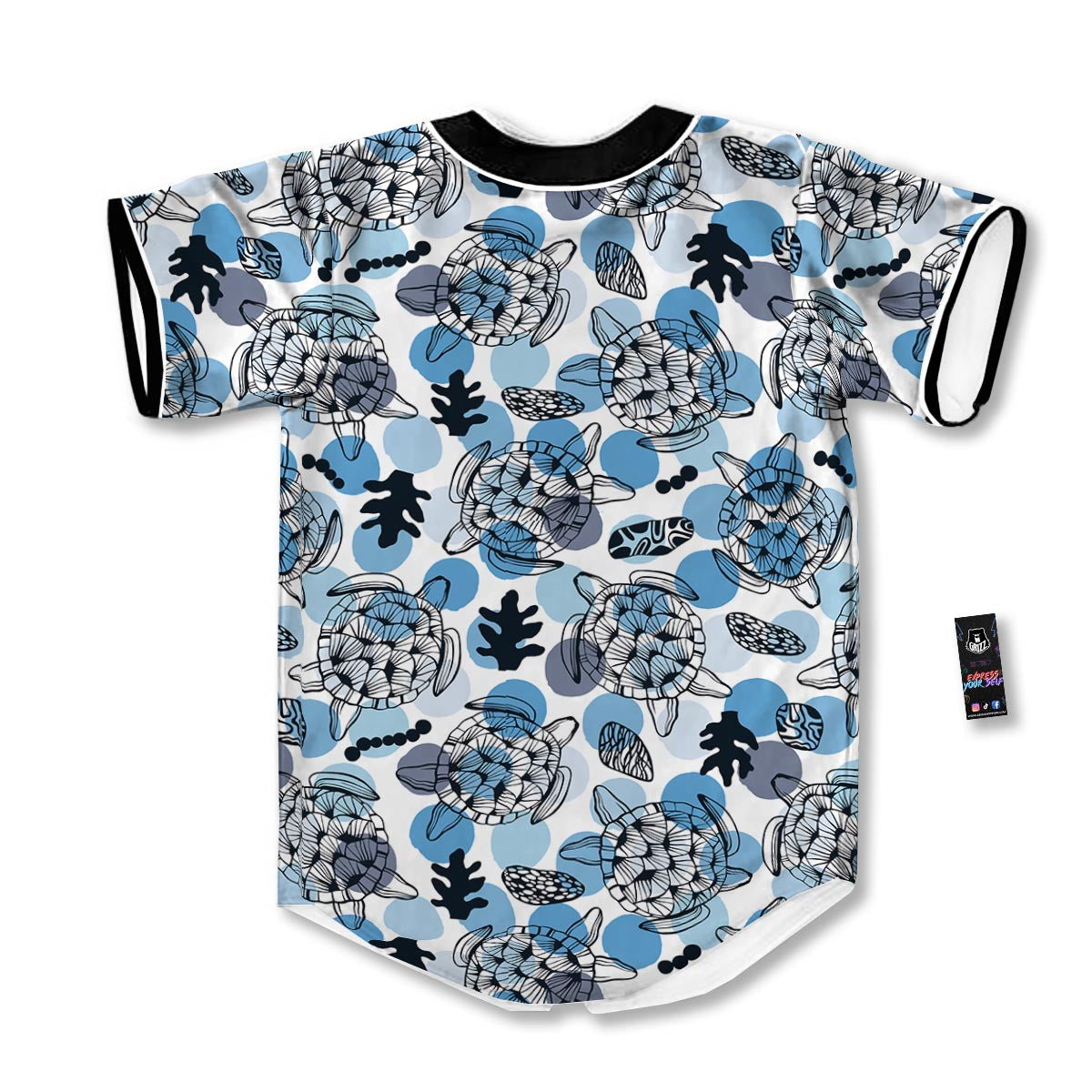 Shell Sea Turtle Print Pattern Baseball Jersey-grizzshop